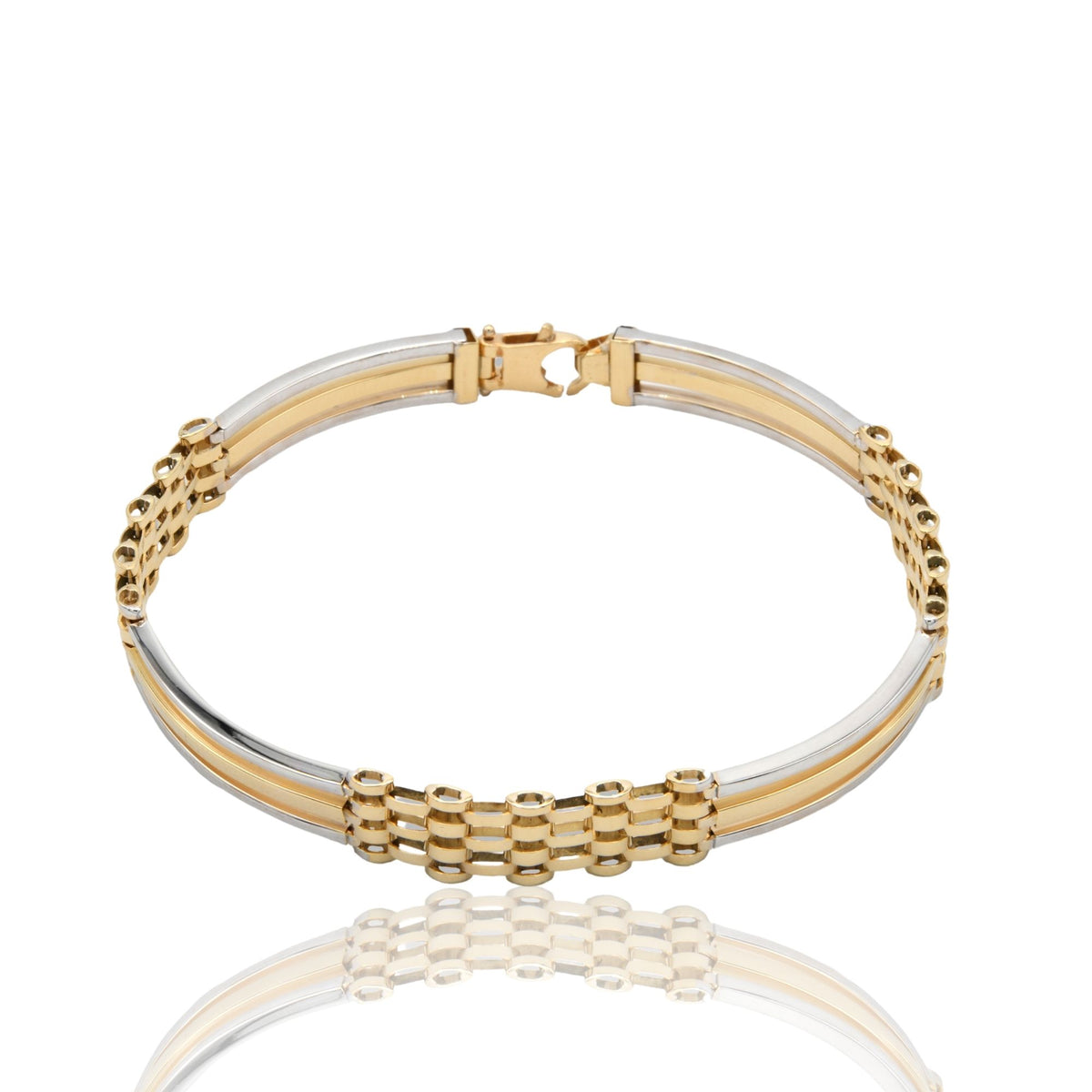 Bracciali Oro Giallo Oro Bianco Oro 18 carati Targhe Fili Esterni Solo Oro