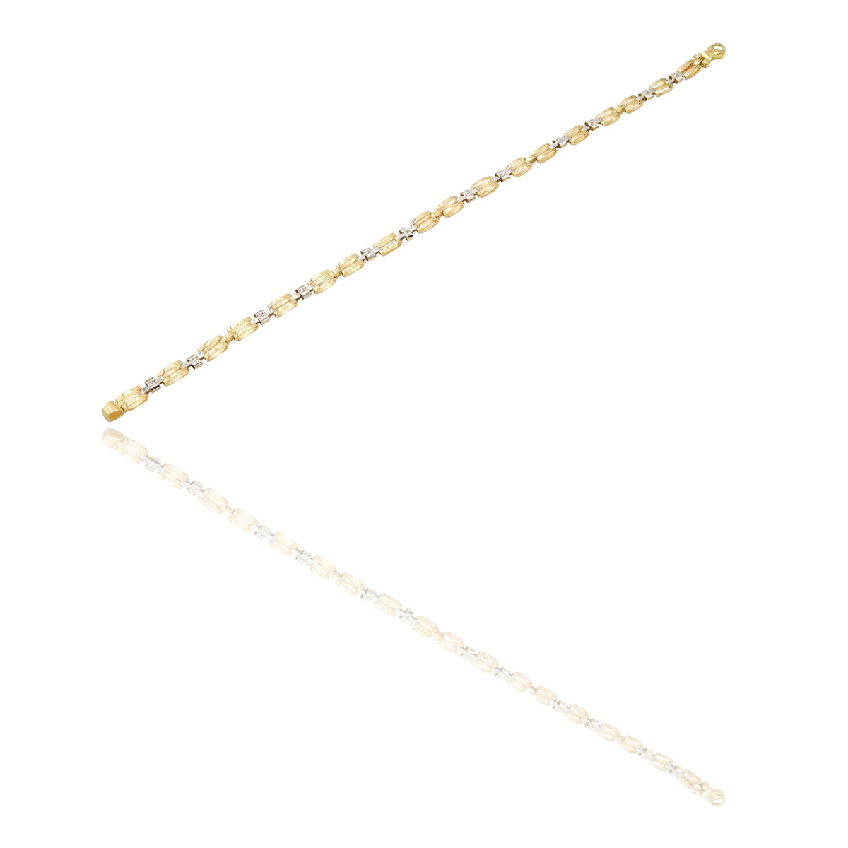 Bracciali Oro Giallo, Oro Bianco Maglia, scatolato Solo Oro cm. 21