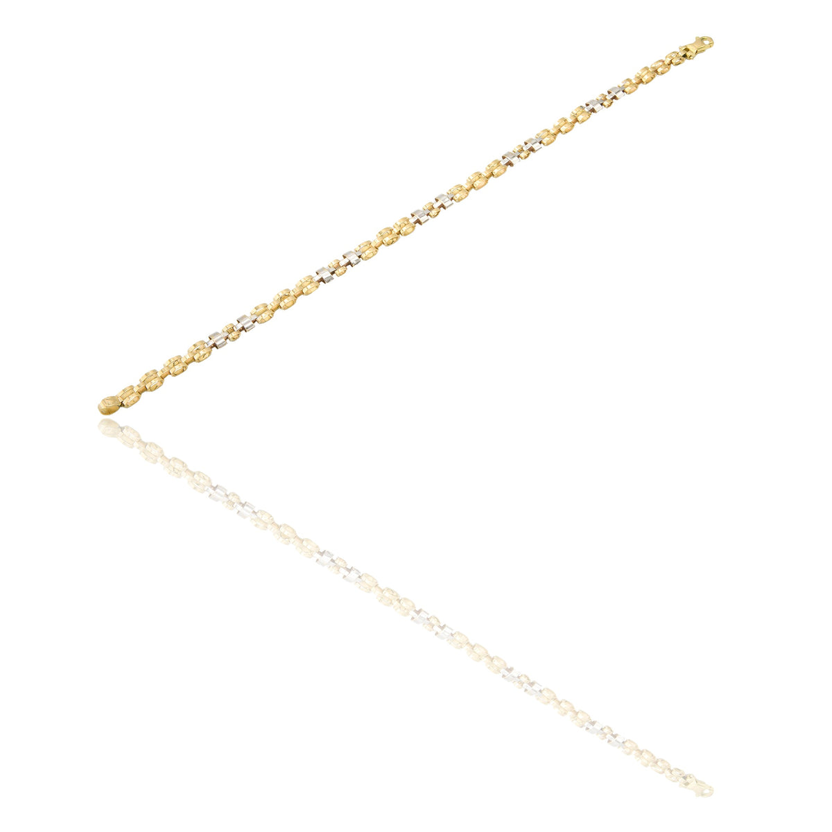 Bracciali Oro Giallo, Oro Bianco Maglia, scatolato Solo Oro cm. 20,5