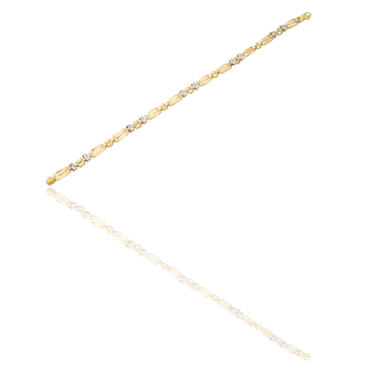 Bracciali Oro Giallo, Oro Bianco Maglia, scatolato Solo Oro cm. 20,5