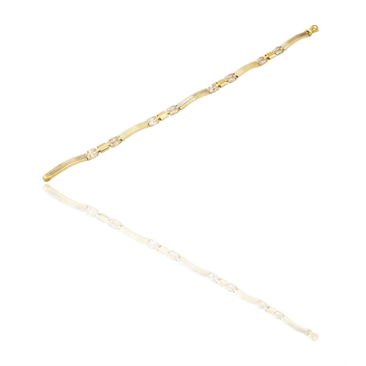 Bracciali Oro Giallo, Oro Bianco Maglia, scatolato Solo Oro cm. 20,5