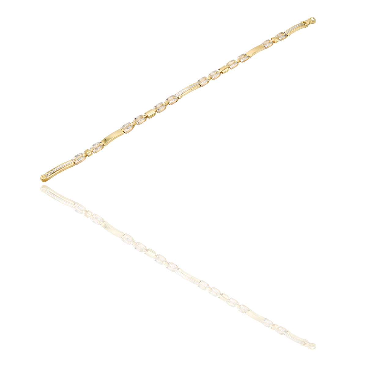 Bracciali Oro Giallo, Oro Bianco Maglia, scatolato Solo Oro cm. 20,5