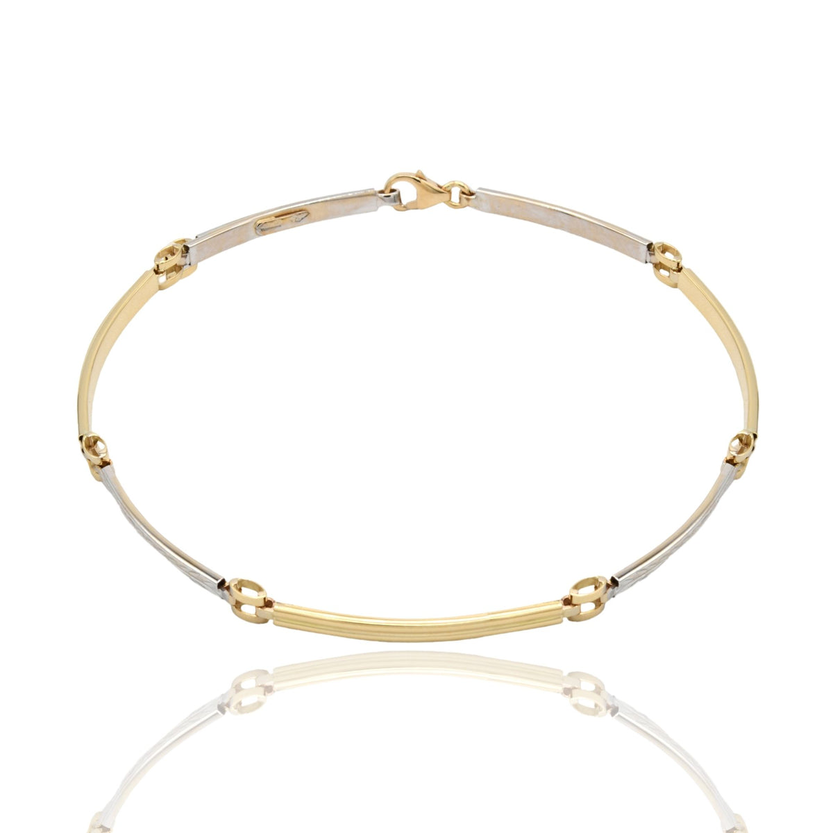 Bracciali Oro Giallo Oro Bianco Oro 18 carati Targhe Sottili Solo Oro cm. 19,5