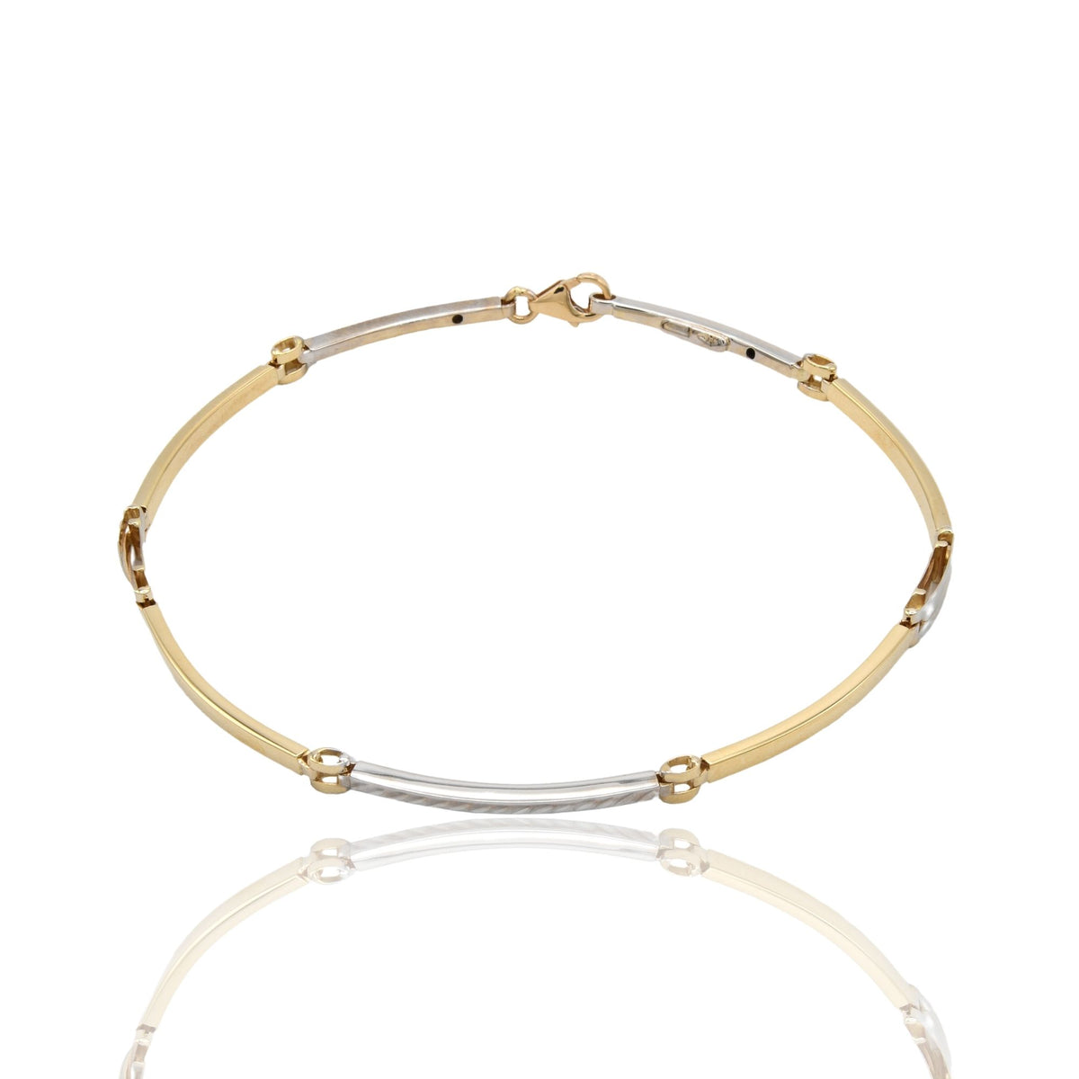 Bracciali Oro Giallo Oro Bianco Oro 18 carati Targhe Sottili Solo Oro cm. 19,5