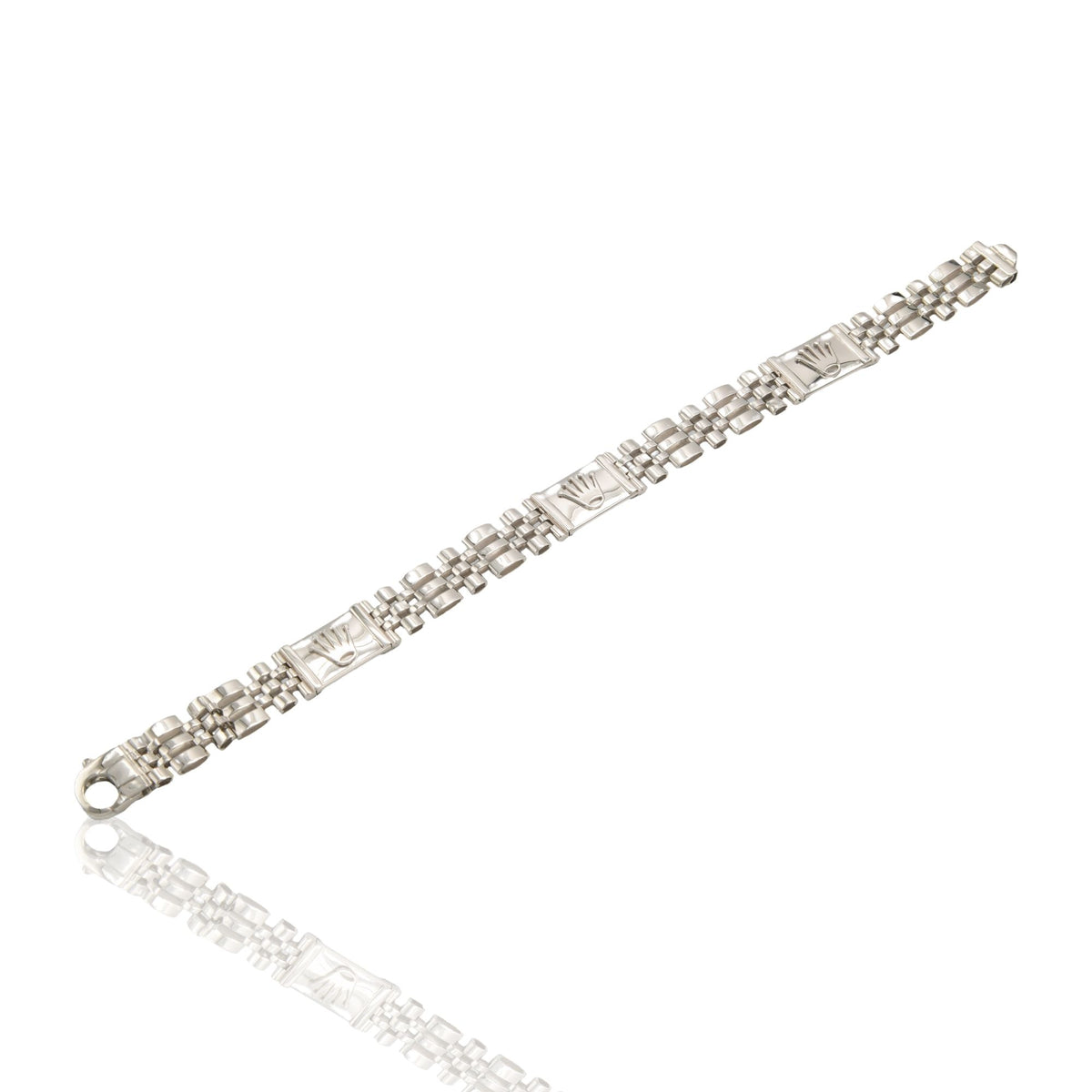 Bracciale Oro Bianco Oro 18 carati Targhe E Maglie Solo Oro cm. 22