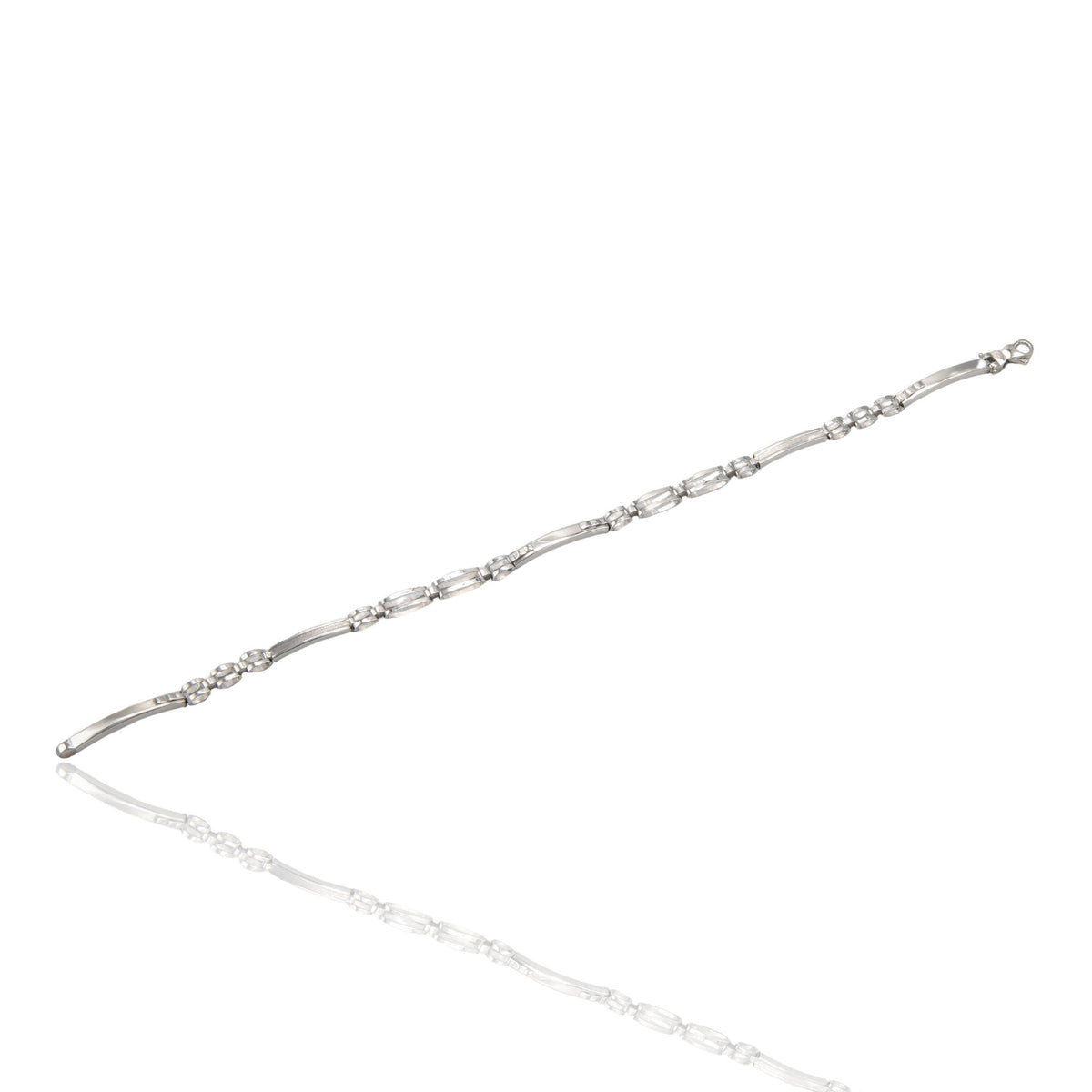 Bracciale Oro Bianco Oro 18 carati Targhe E Maglie Solo Oro cm. 20,5