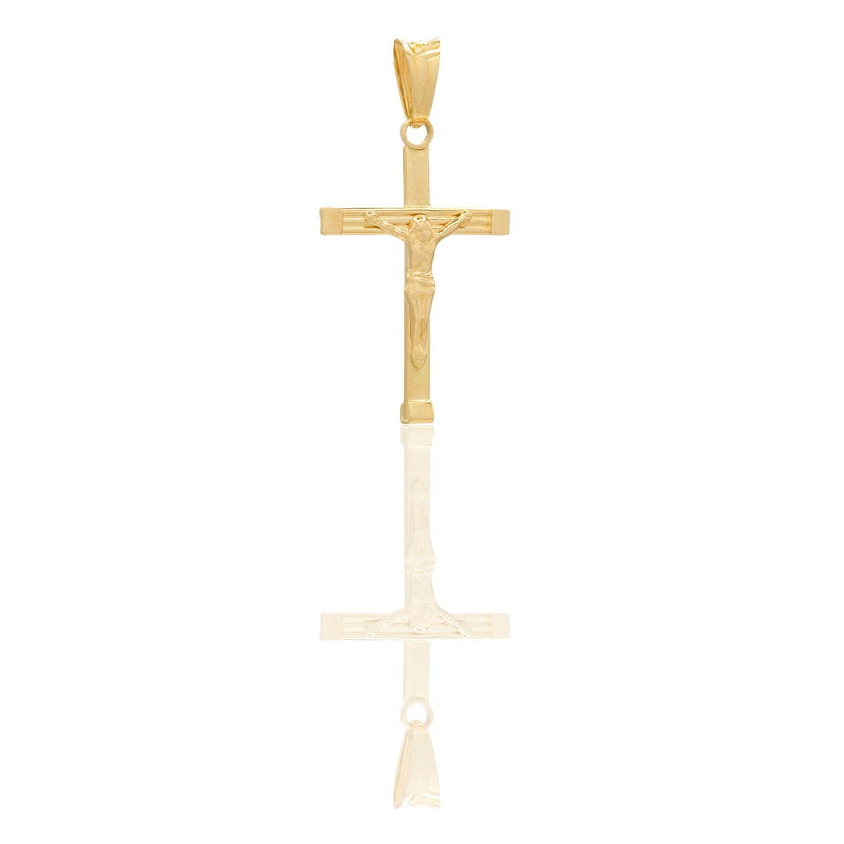 Ciondoli Oro Giallo Oro 18 carati Croce con Cristo rigata Solo oro 3,3 cm x 1,8cm