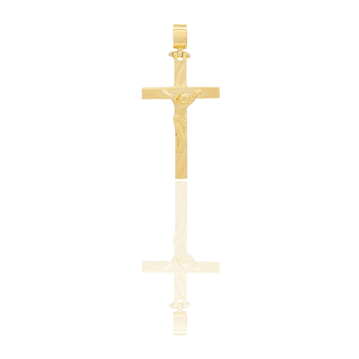 Ciondoli Oro Giallo Oro 18 carati Croce con Cristo rigata Solo oro 3,5 cm x 2cm