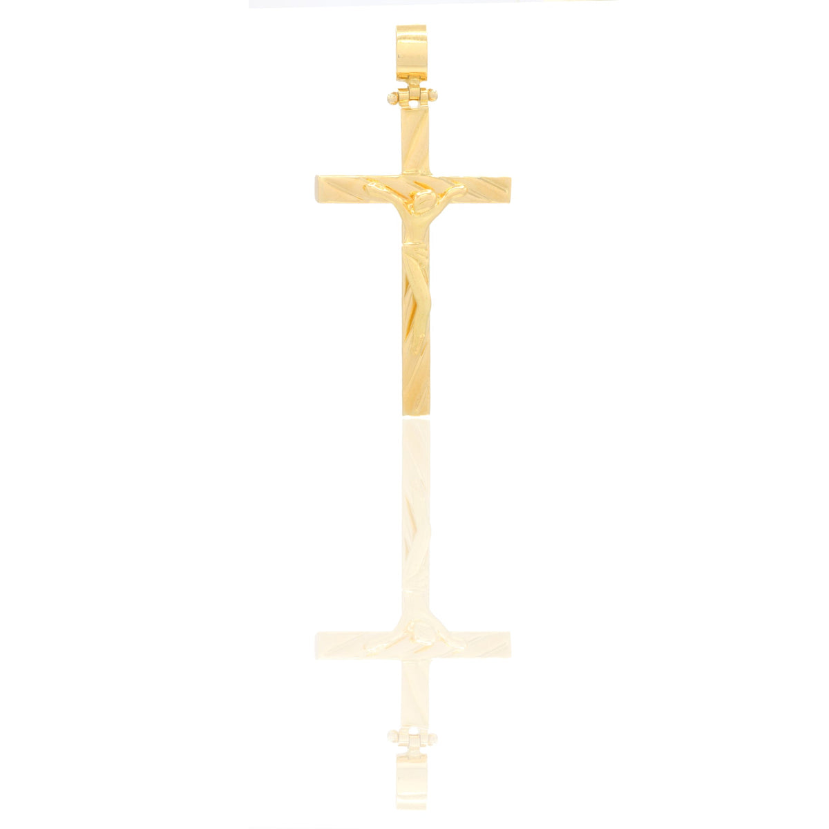 Ciondoli Oro Giallo Oro 18 carati Croce con Cristo rigata Solo oro 4 cm x 2 cm