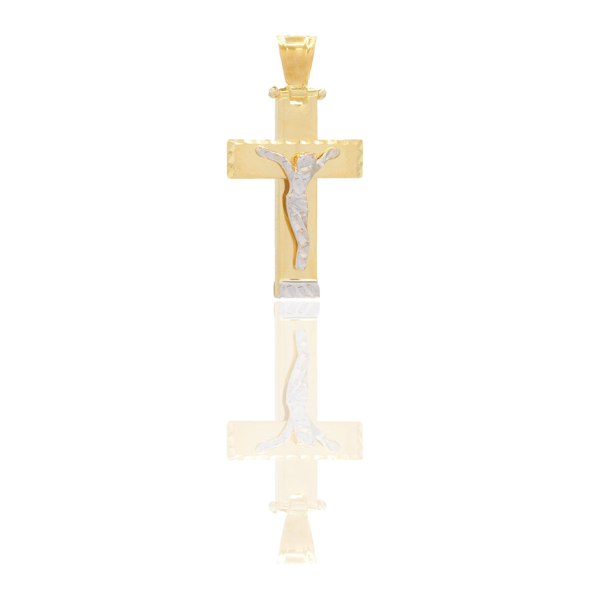 Ciondoli Oro Giallo Oro Bianco Oro 18 carati Croce con Cristo stilizzato diamantato Solo oro 3,2 cm x 1,7cm
