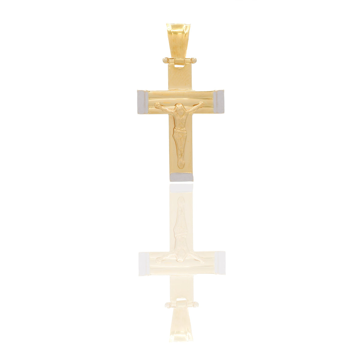 Ciondoli Oro Giallo Oro Bianco Oro 18 carati Croce con Cristo rigata Solo oro 3,3 cm X 1,8cm