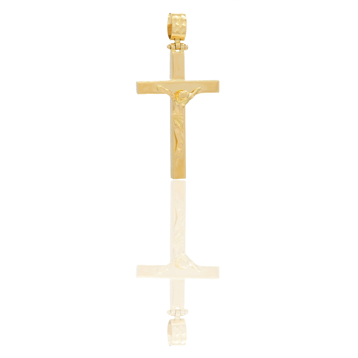 Ciondoli Oro Giallo Oro 18 carati Croce con Cristo stilizzato diamanatato Solo oro 3,7cm x 1,8cm