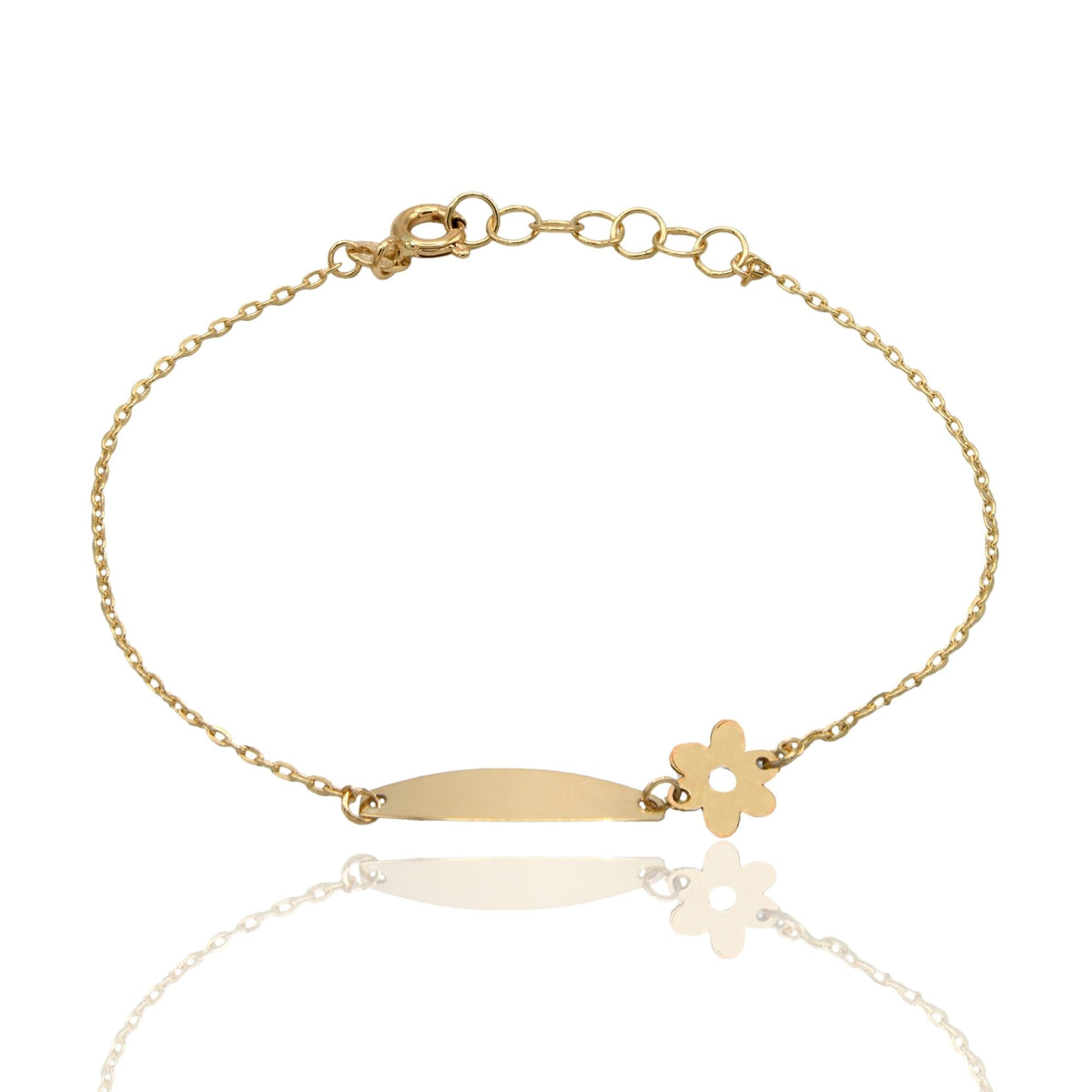 Bracciale Oro Giallo Oro 18 carati Baby Targa Fiore Solo Oro cm. 13,5