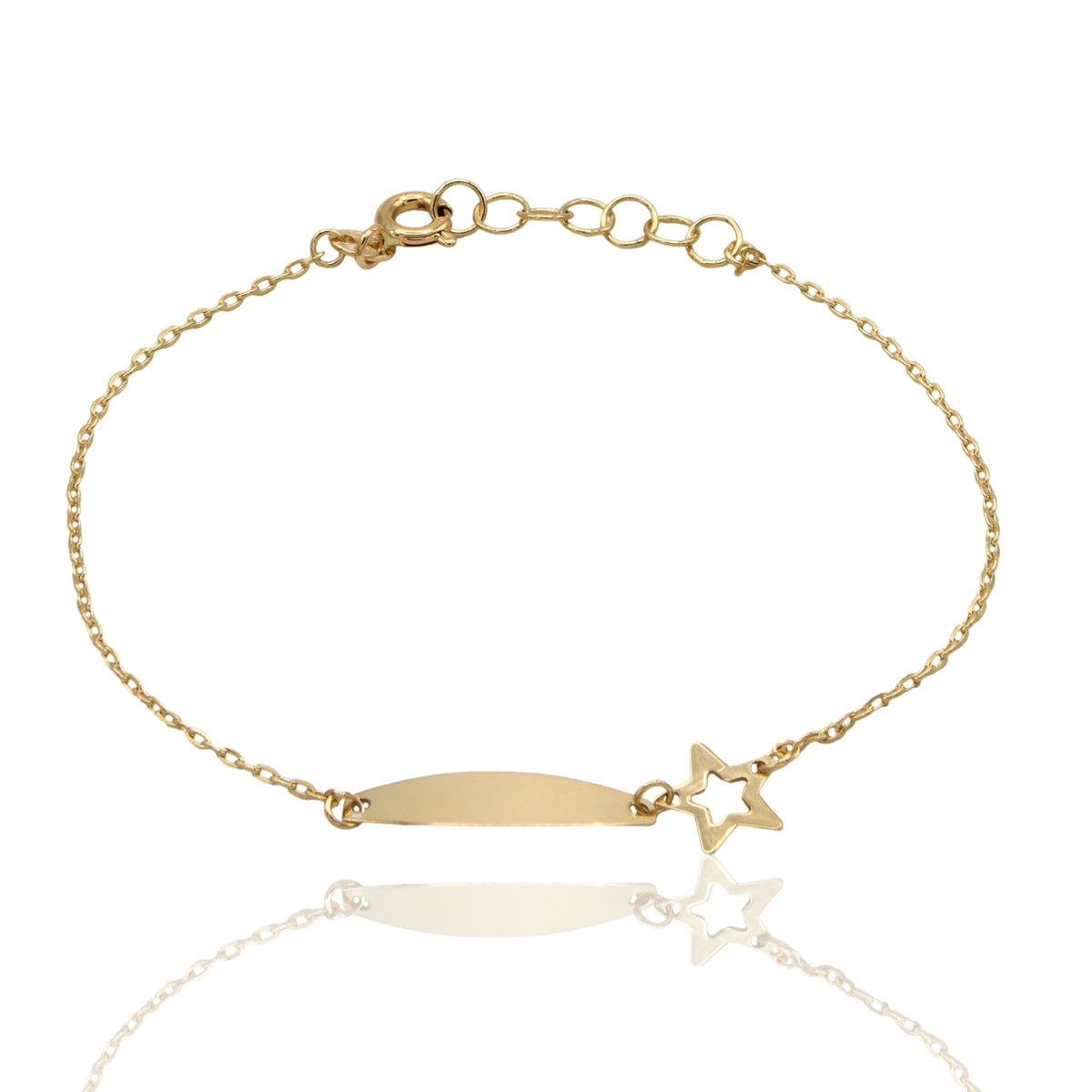 Bracciale Oro Giallo Oro 18 carati Baby Targa Stella Solo Oro cm. 13,5