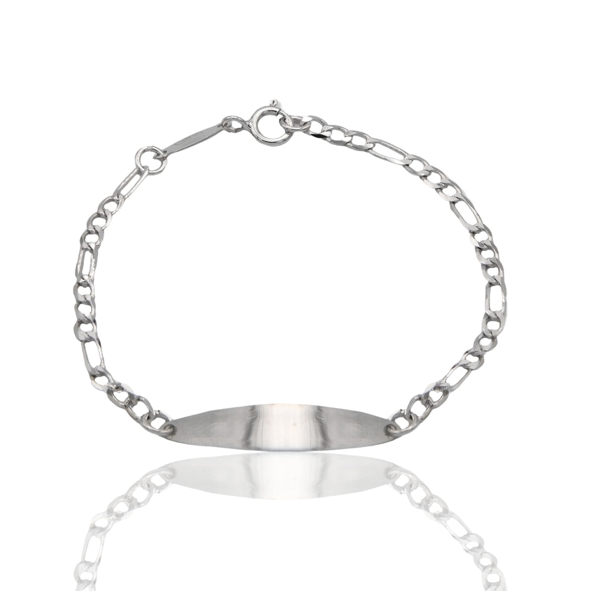 Bracciale Oro Bianco Oro 18 carati Baby Targa Ovale Solo Oro cm. 13,5