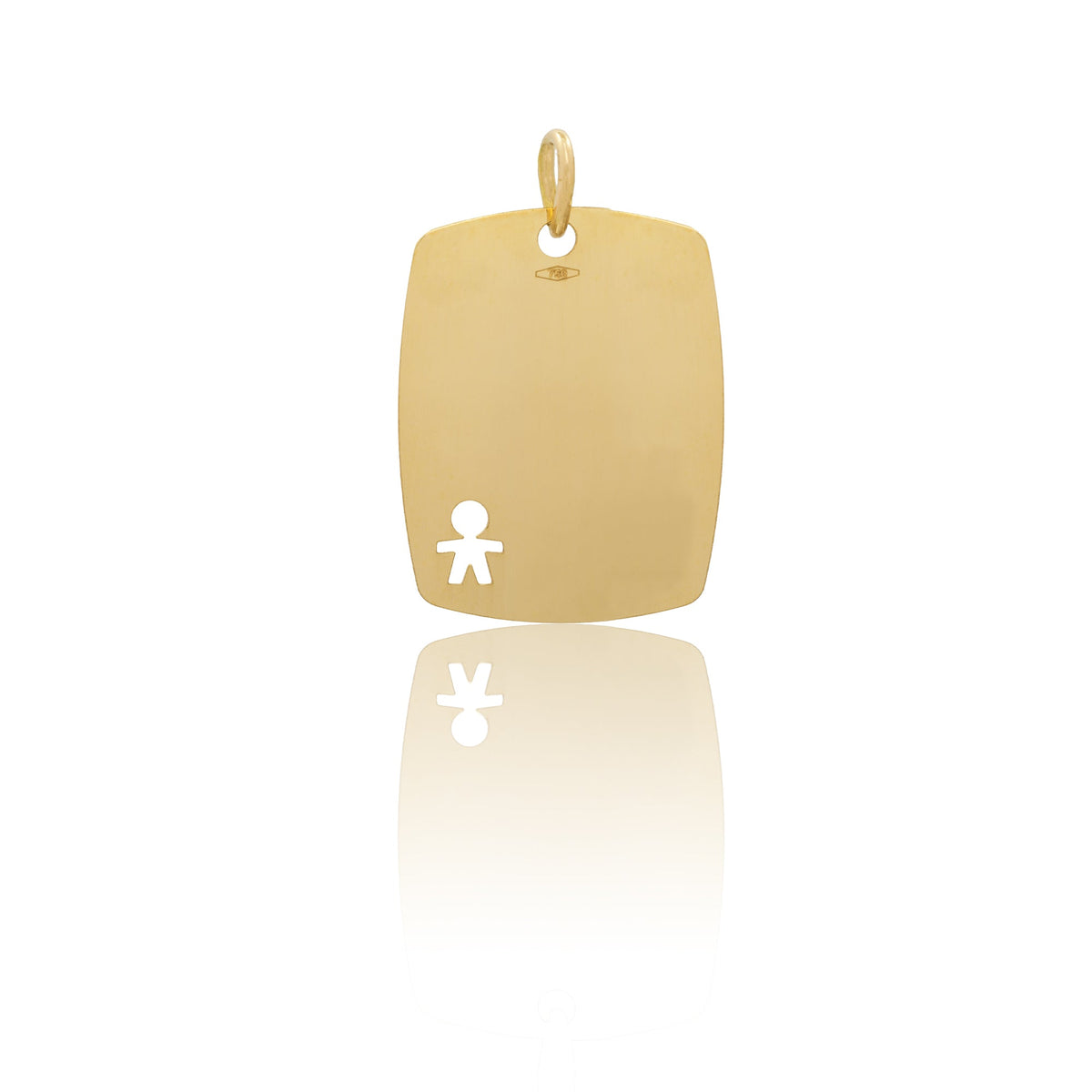 Ciondolo Oro Giallo Oro 18 carati Targa Rettangolare Con Bimbo Solo Oro cm.2,7x1,7