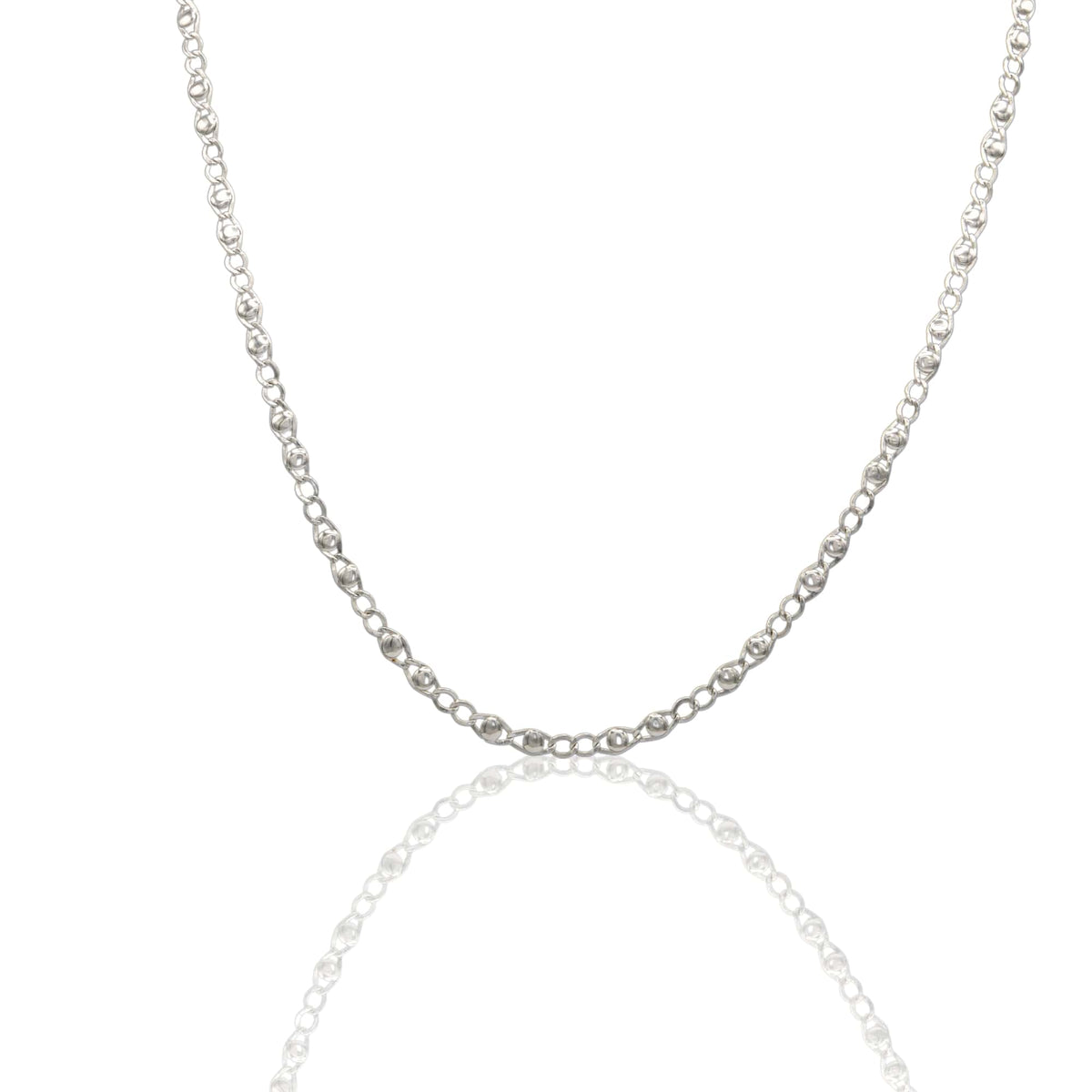 Collana Oro Bianco Oro 18 carati Catena Piatta Solo Oro cm.50