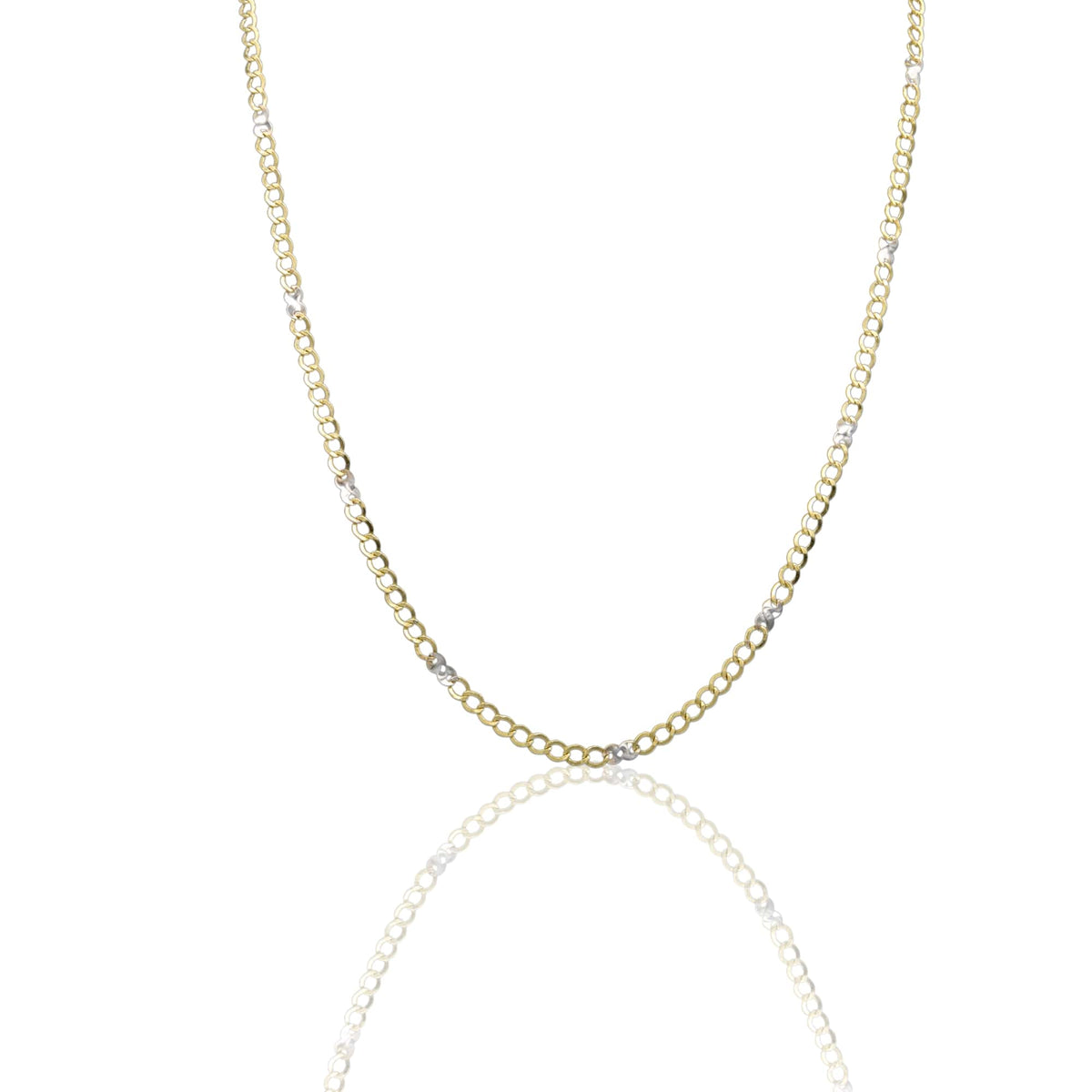 Collana Oro Giallo Oro Bianco Oro 18 carati Catena Piatta Solo Oro cm.50