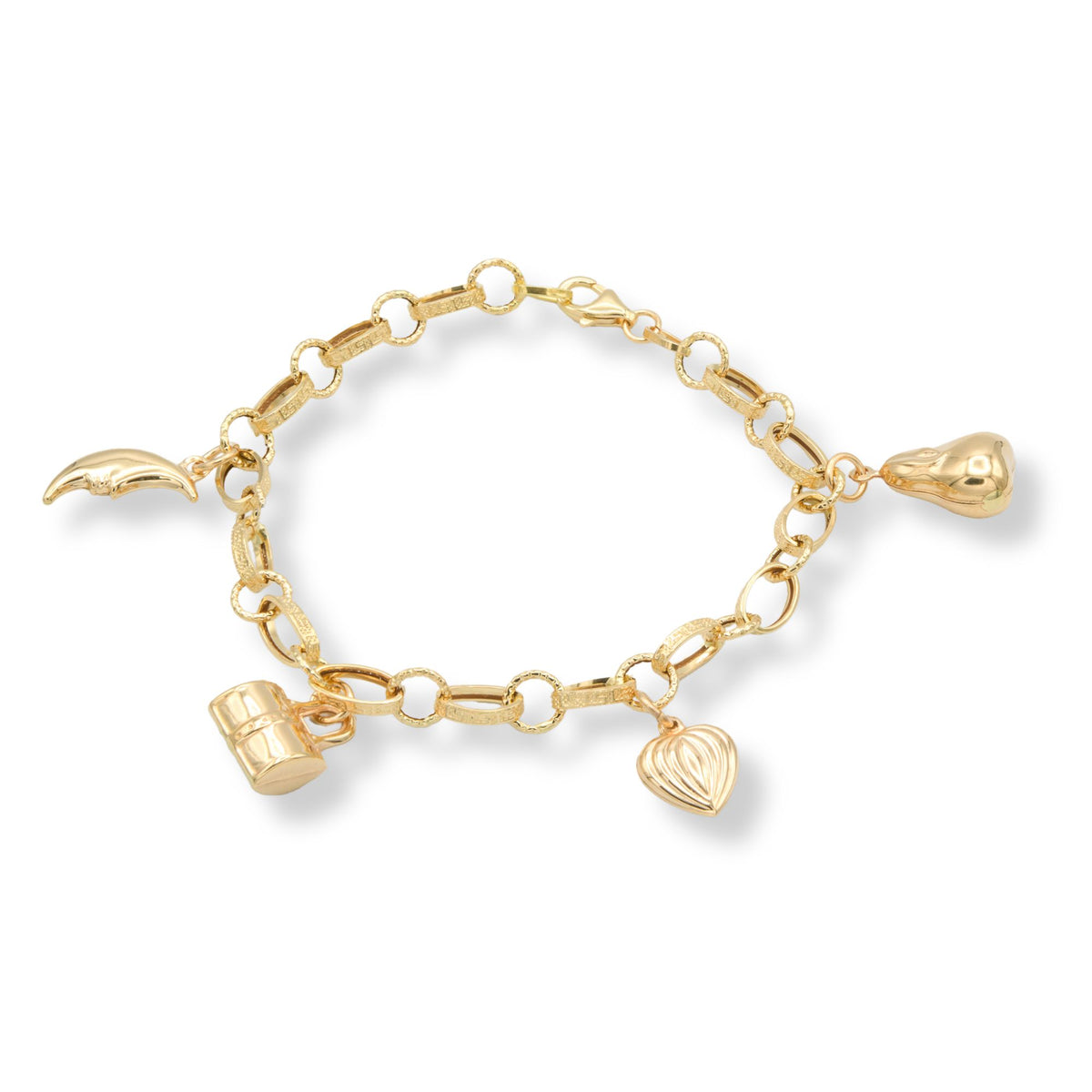 Bracciale Oro Giallo Oro 18 carati Rolo' Ovale Con Pendenti Solo Oro cm. 20.5