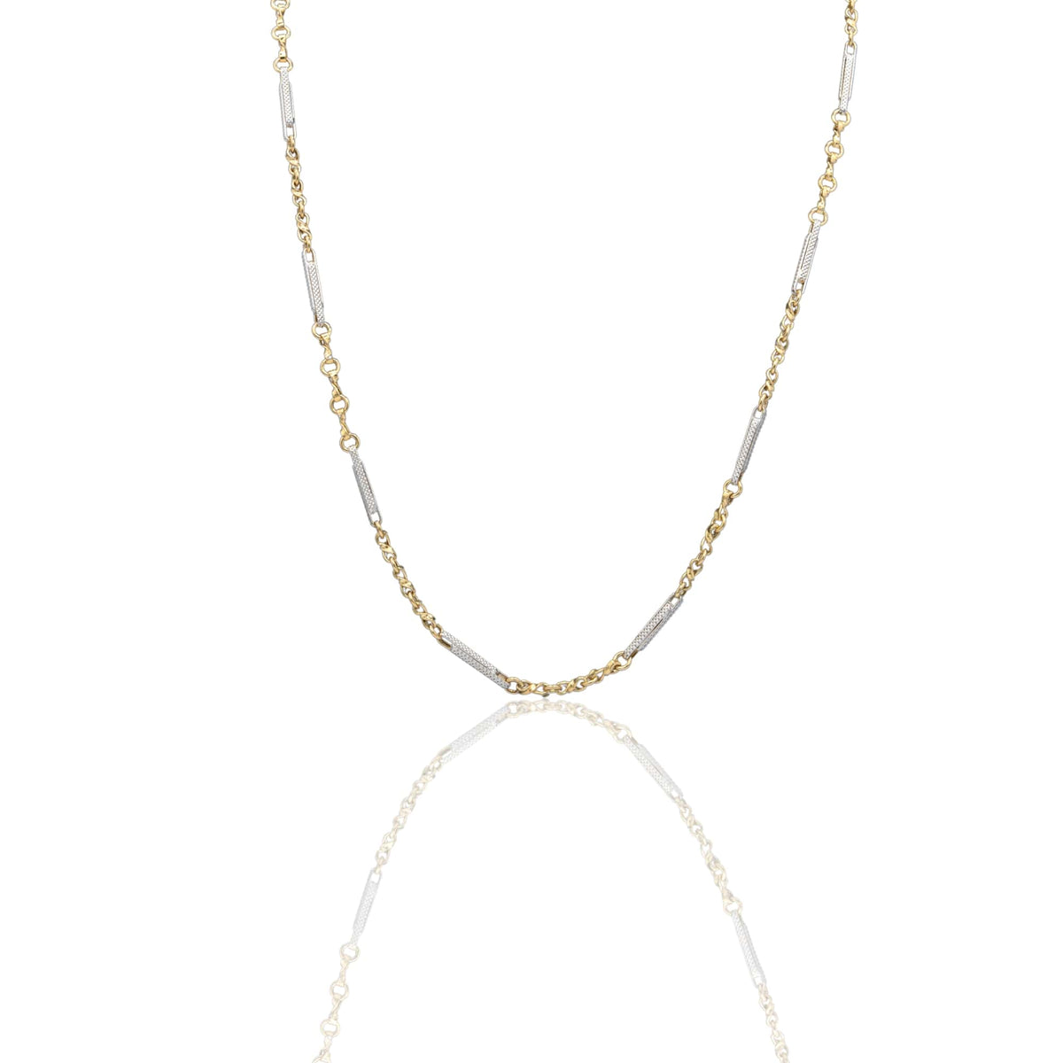 Collana Oro Giallo Oro Bianco Oro 18 carati Catena Piatta Solo Oro