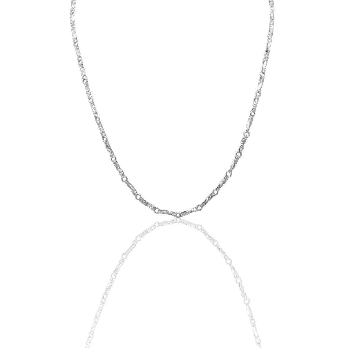 Collana Oro Bianco Oro 18 carati Catena Piatta Solo Oro