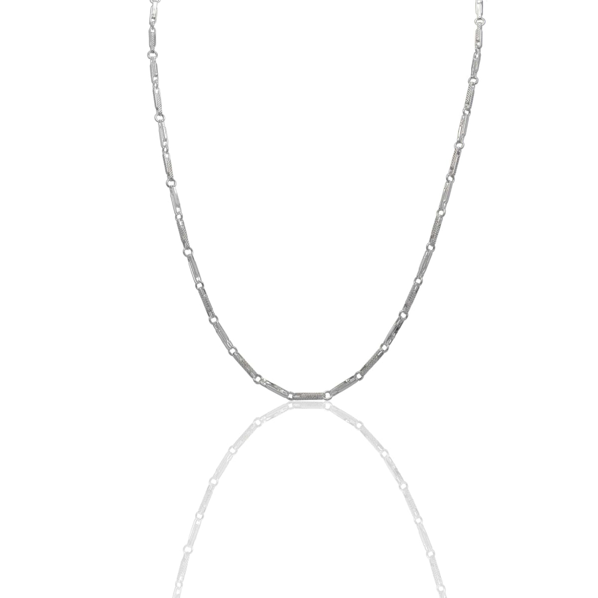 Collana Oro Bianco Oro 18 carati Catena Piatta Solo Oro