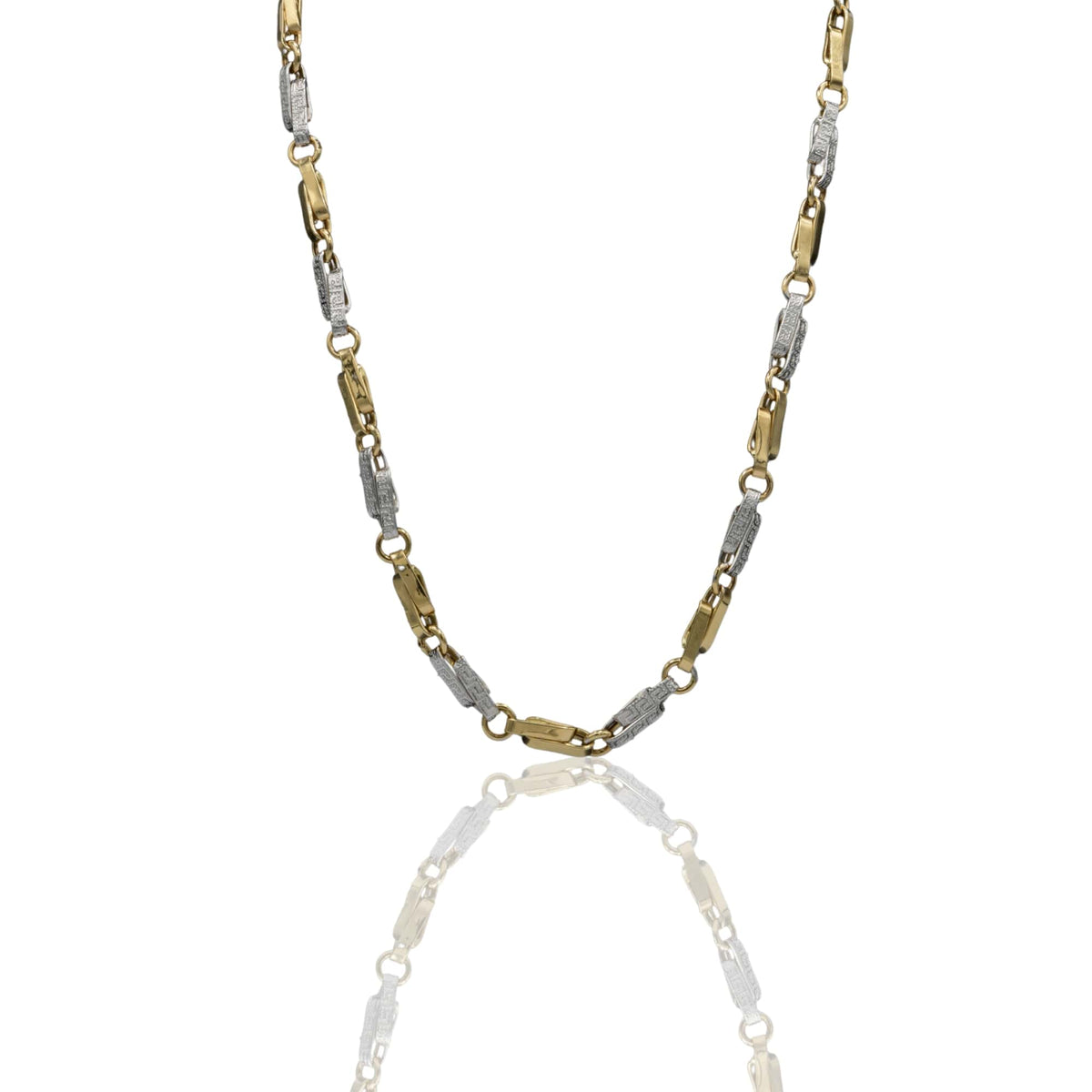 Collana Oro Giallo Oro Bianco Oro 18 carati Catena Piatta Solo Oro