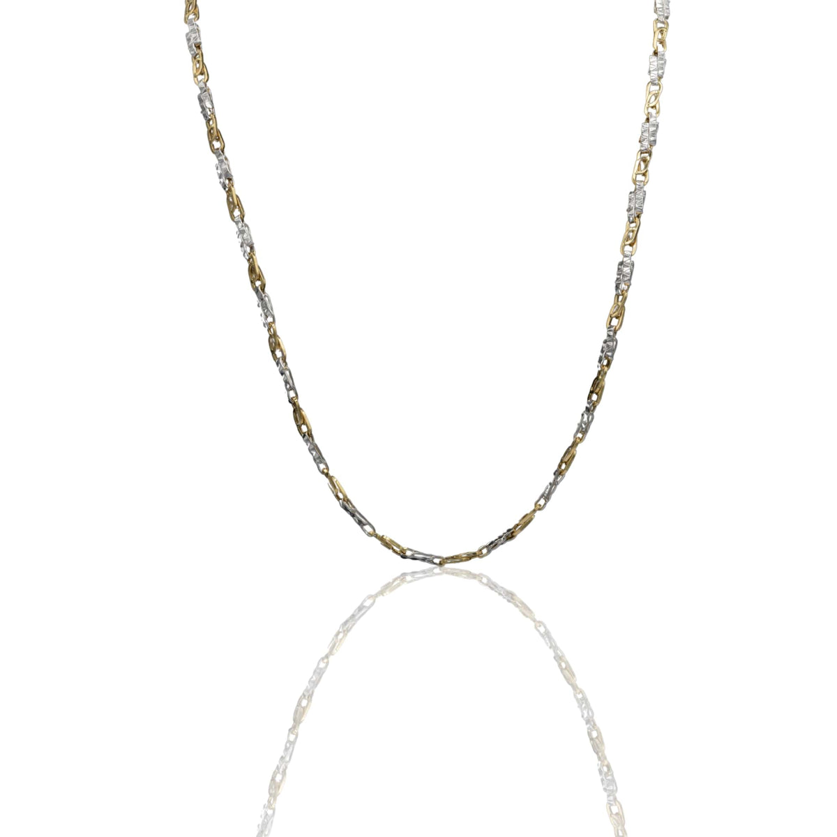 Collana Oro Giallo Oro Bianco Oro 18 carati Girocollo Schiacciato Con Infinito Solo Oro
