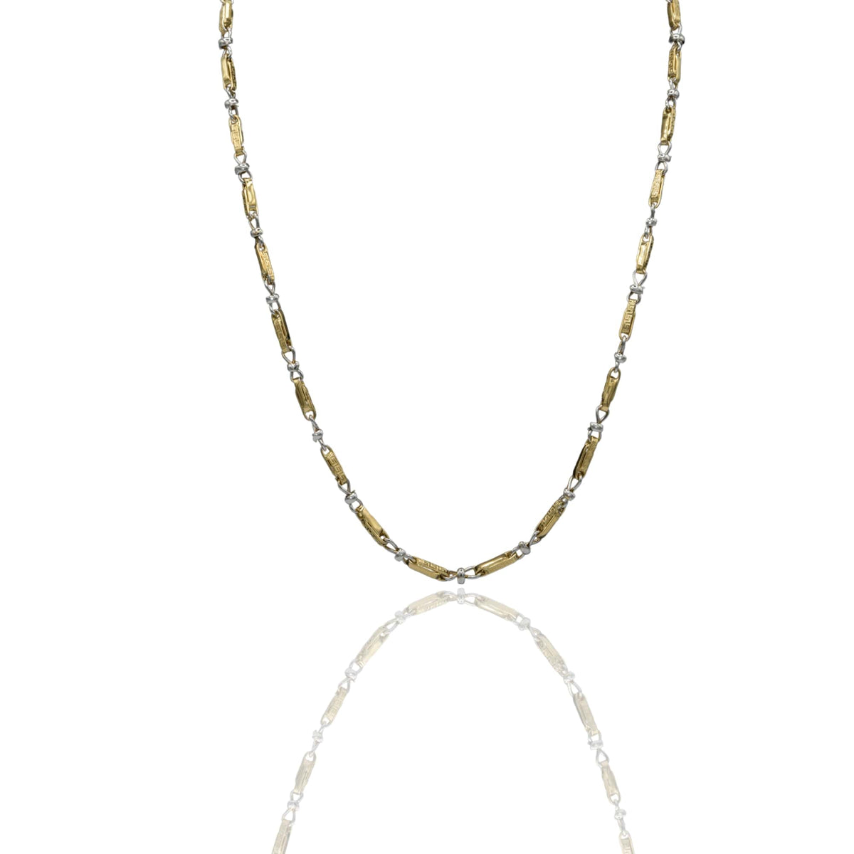 Collana Oro Giallo Oro Bianco Oro 18 carati Girocollo Con Fiocco E Greca Solo Oro