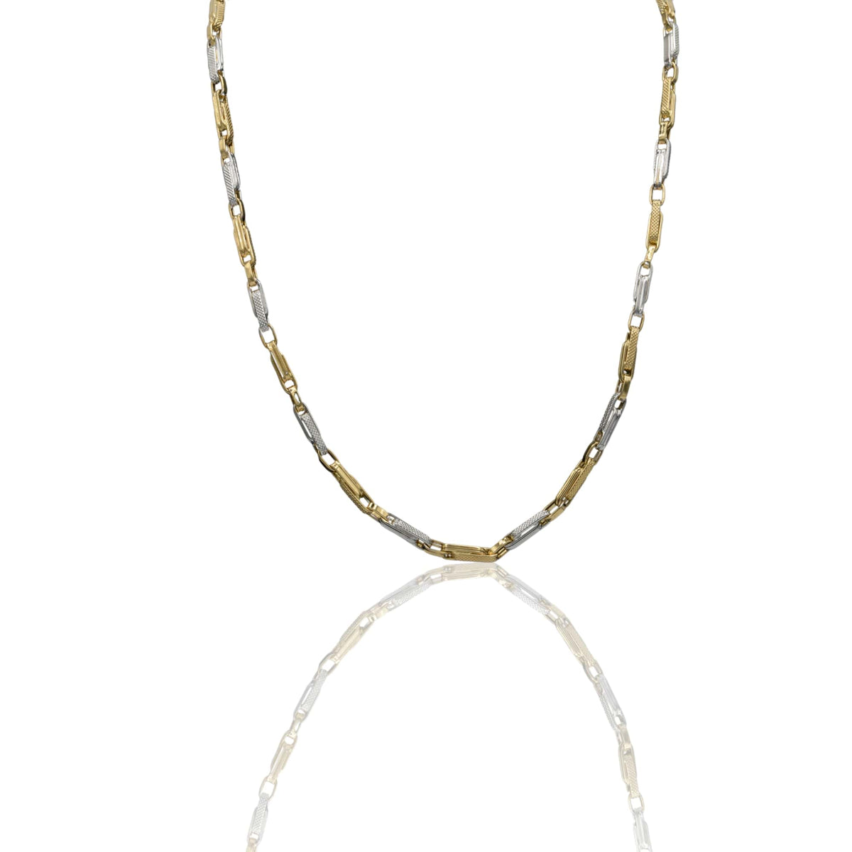 Collana Oro Giallo Oro Bianco Oro 18 carati Girocollo Tubolare Solo Oro