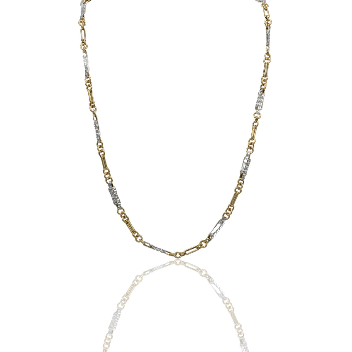 Collana Oro Giallo Oro Bianco Oro 18 carati Girocollo Con Anelletti Solo Oro