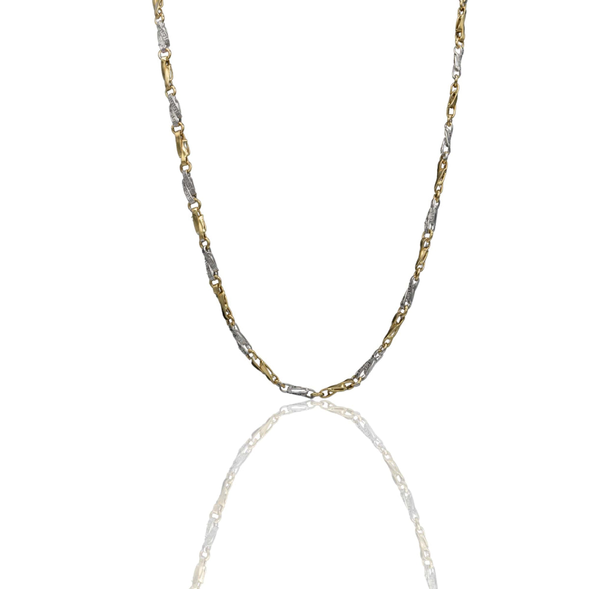 Collana Oro Giallo Oro Bianco Oro 18 carati Girocollo Intrecciato Con Greca Solo Oro