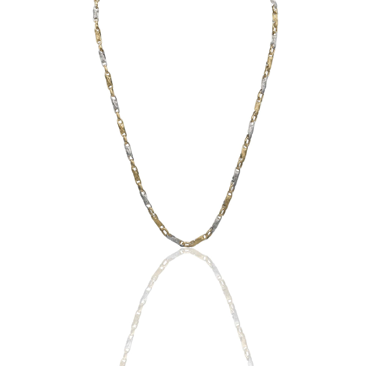 Collana Oro Giallo Oro Bianco Oro 18 carati Girocollo Intrecciato Con Greca Solo Oro