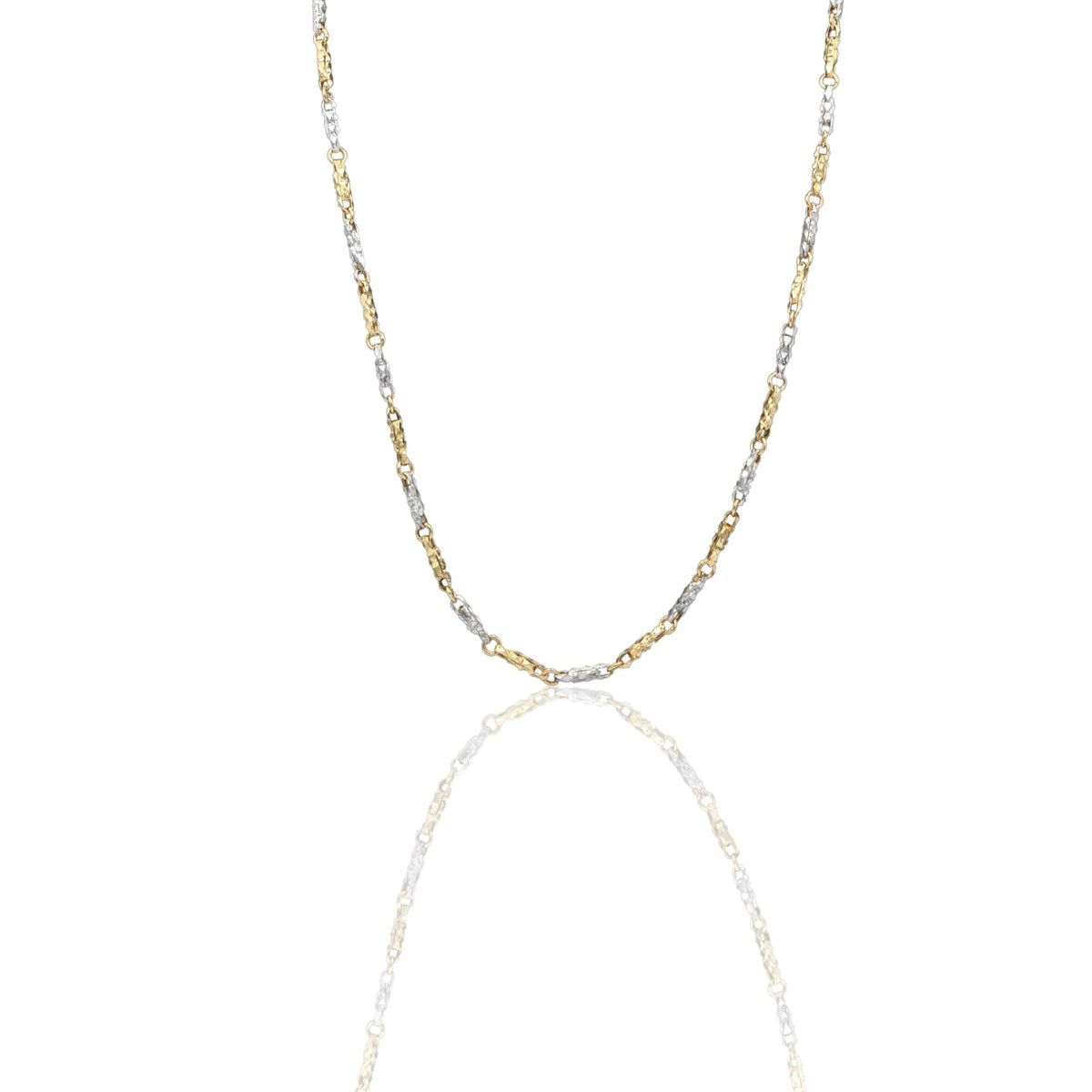 Collana Oro Giallo Oro Bianco Oro 18 carati Girocollo maglie alternate Solo Oro