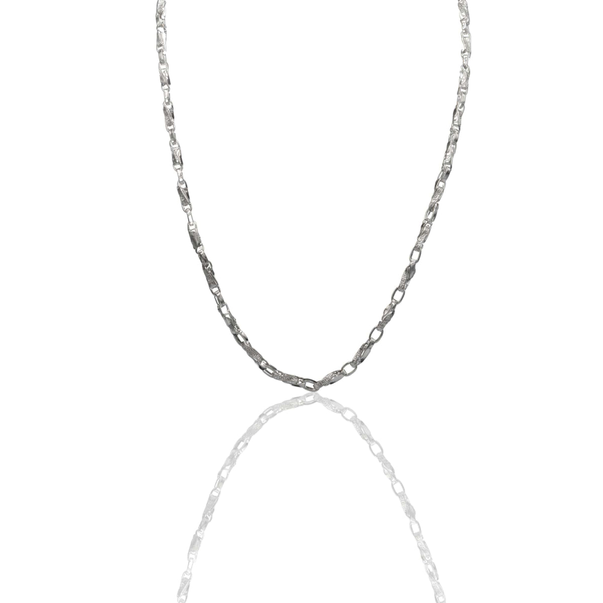 Collana Oro Bianco Oro 18 carati Girocollo catena intrecciata con greca Solo Oro
