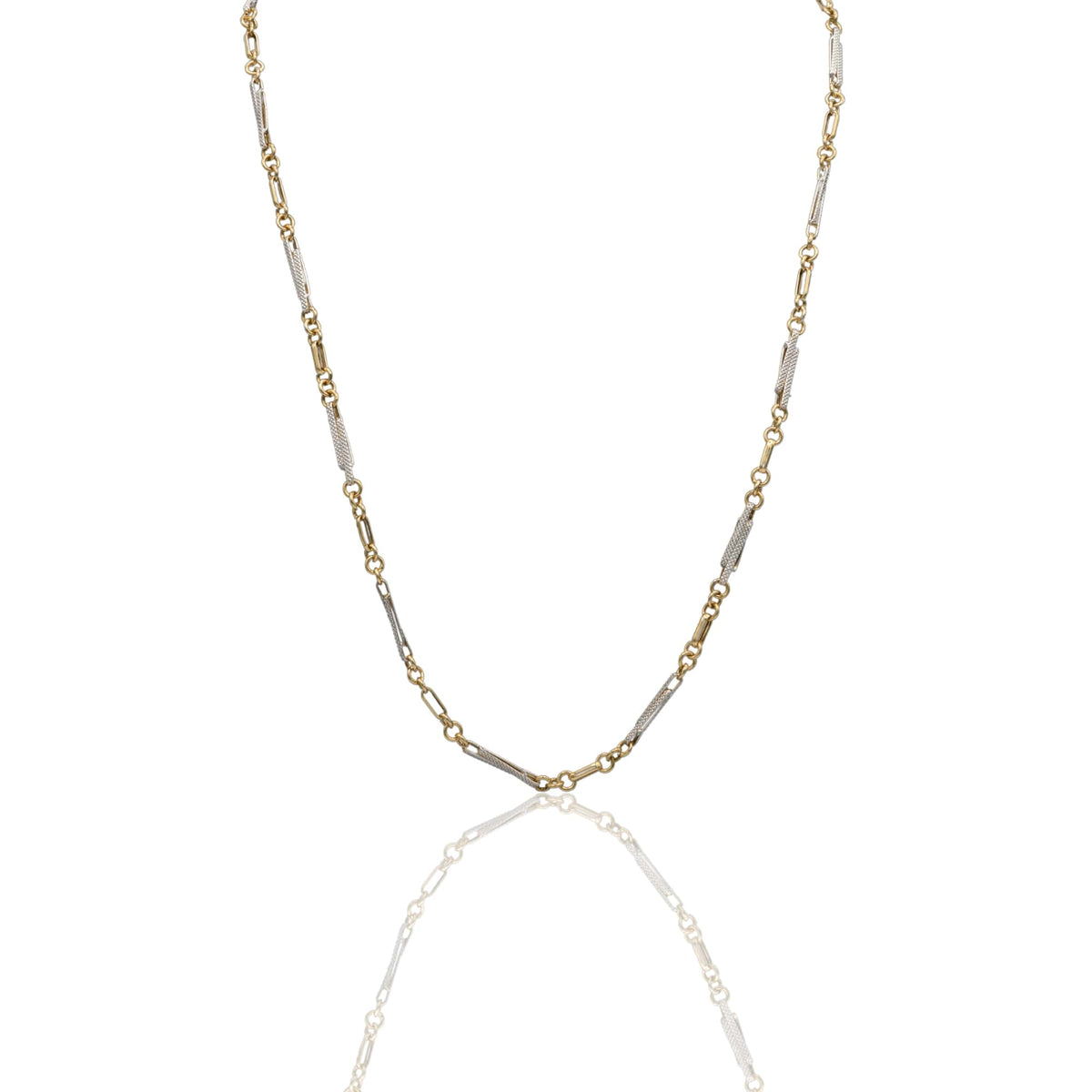 Collana Oro Giallo Oro Bianco Oro 18 carati Girocollo catena alternata Solo Oro