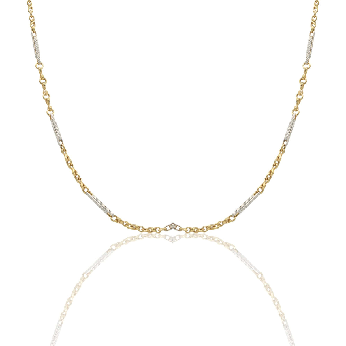 Collana Oro Giallo Oro Bianco Oro 18 carati Girocollo catena alternata Solo Oro