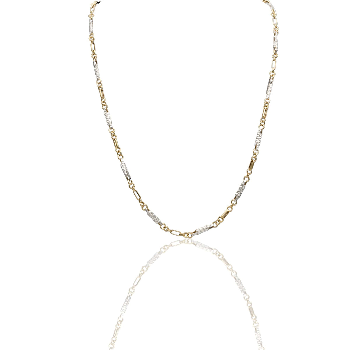 Collana Oro Giallo Oro Bianco Oro 18 carati Girocollo catena alternata Solo Oro