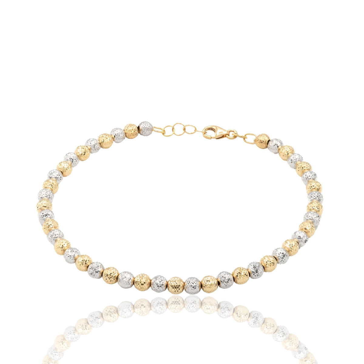 Bracciale Oro Giallo Oro Bianco Oro 18 carati Milleluci Solo Oro Sfera 4 mm