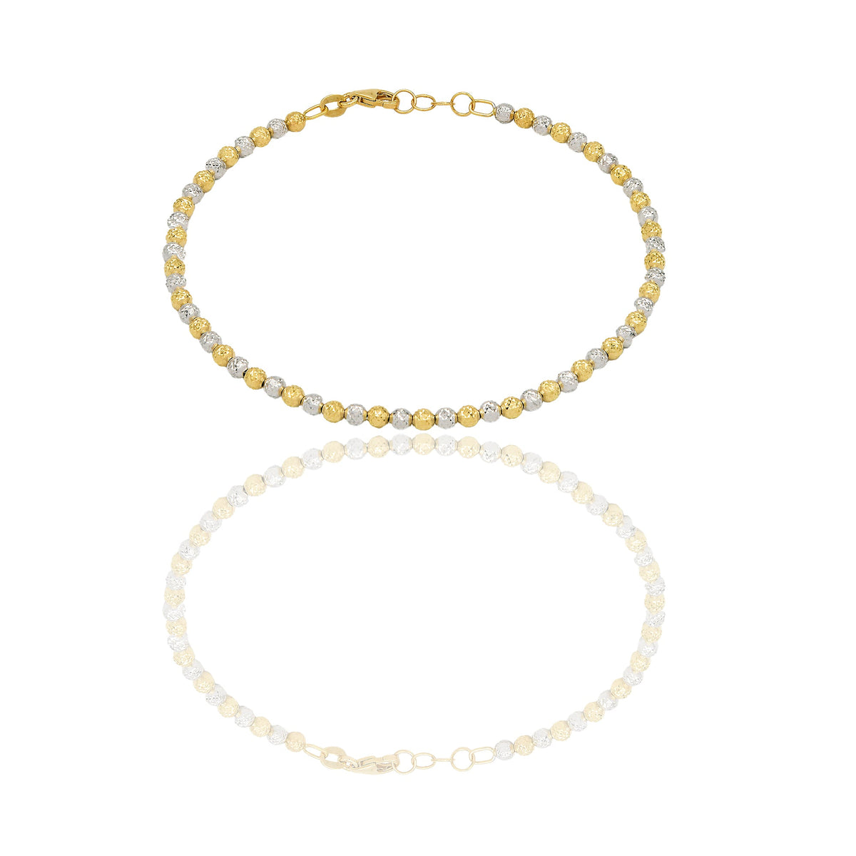 Bracciale Oro Giallo Oro Bianco Oro 18 carati Milleluci Solo Oro Lunghezza cm. 19 sfera mm. 3