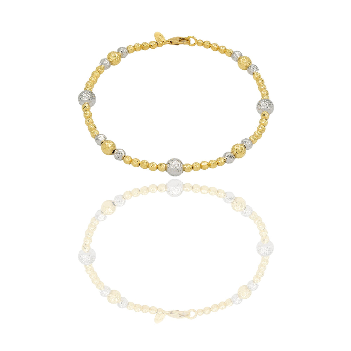 Bracciale Oro Giallo Oro Bianco Oro 18 carati Milleluci Sfere alternate Solo Oro Lunghezza cm. 19 sfera mm. 3/4/5/6