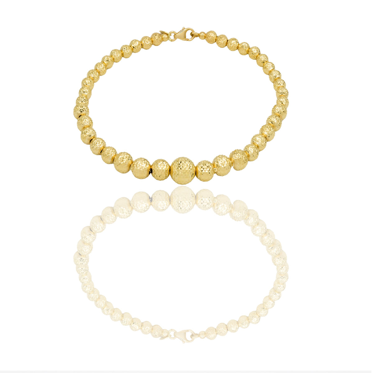 Bracciale Oro Giallo Oro 18 carati Milleluci Sfere a scalare Solo Oro Lunghezza cm. 19 sfera mm. 4/5/6/8