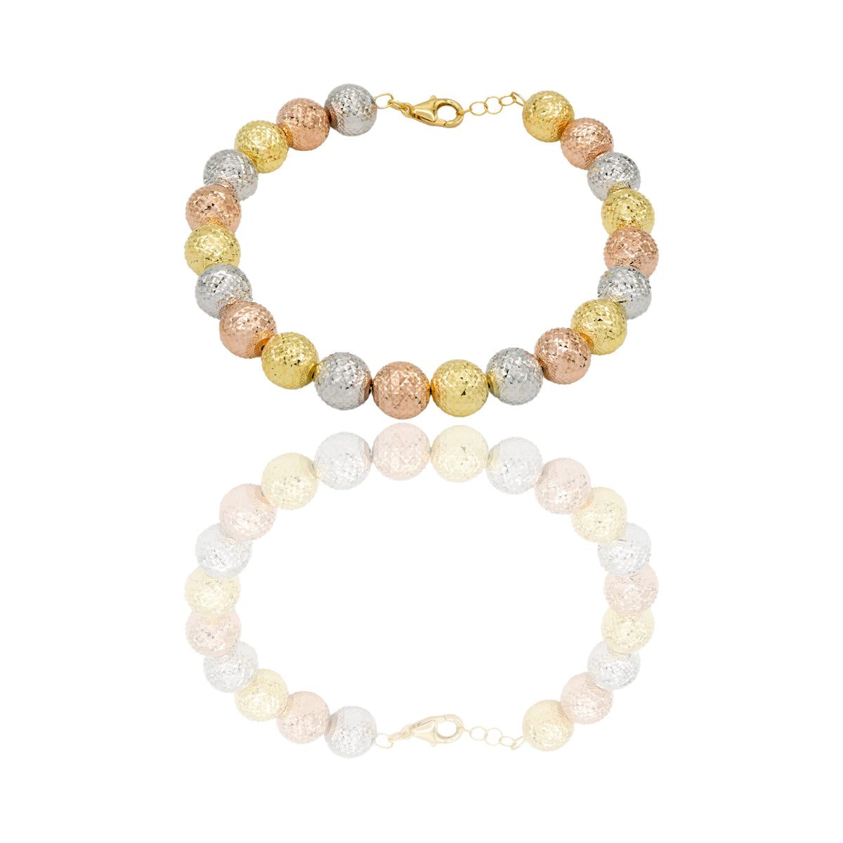 Bracciale Oro Giallo Oro Bianco, Oro Rosa Oro 18 carati Milleluci Solo Oro Lunghezza cm.23 sfera mm. 10