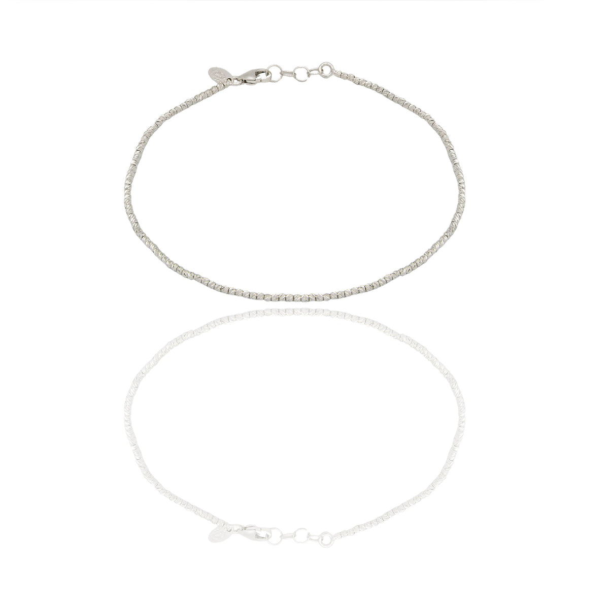 Bracciale Oro Bianco Oro 18 carati Microsfera Slash Solo Oro Lunchezza cm.19,5 sfera mm. 1,5