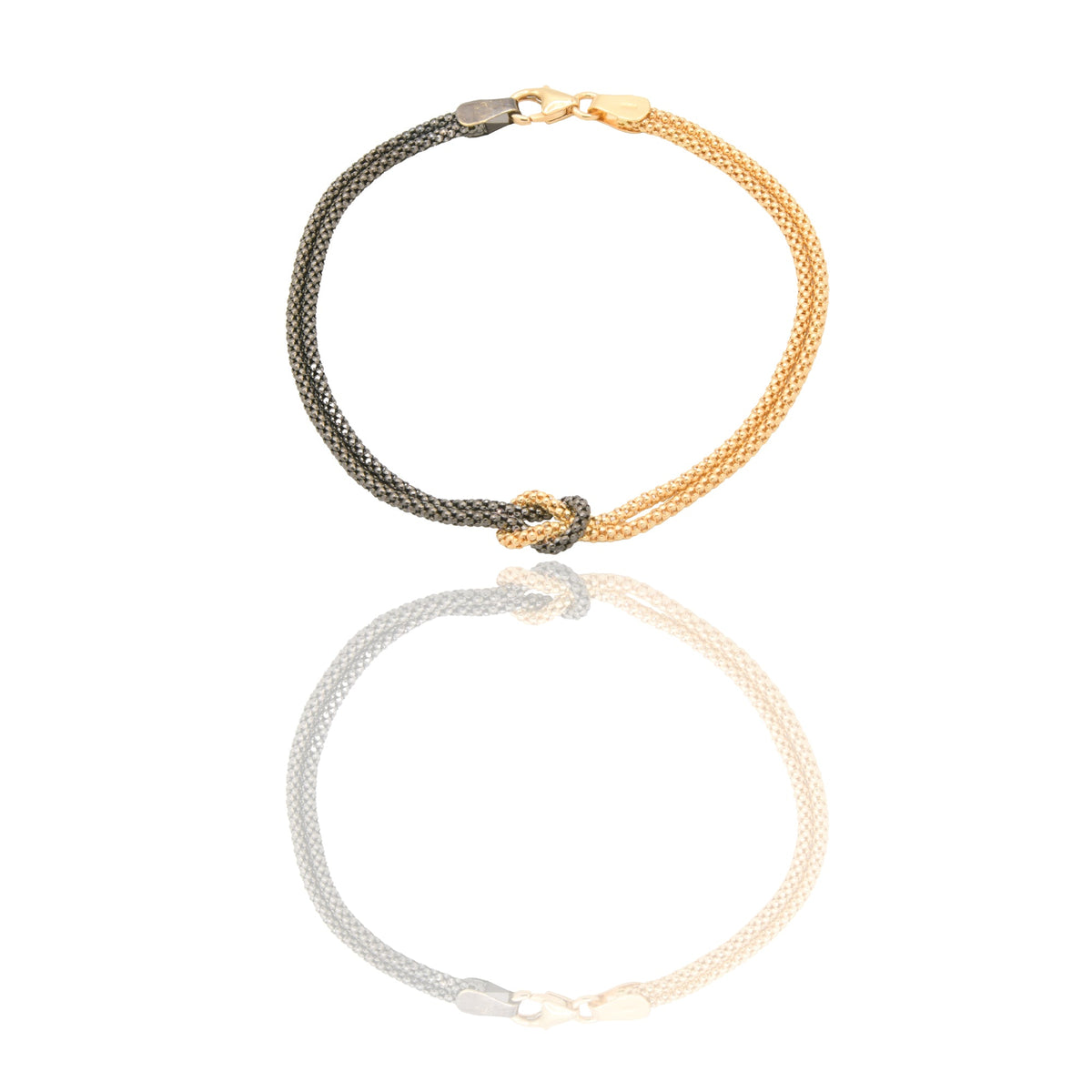 Bracciali Oro Giallo, Oro Nero Oro 18 carati Maglia con nodo centrale Solo Oro spessore catena 2,2mm spessore nodo 8,5mm lunghezza 19cm
