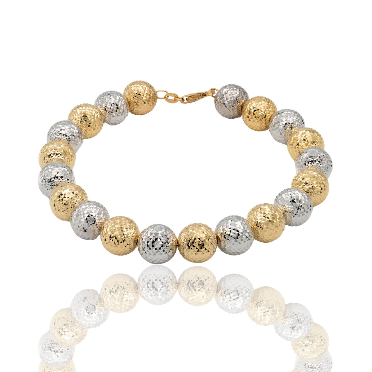 Bracciale Oro Giallo Oro Bianco Oro 18 carati Milleluci Solo Oro Sfera 10 mm