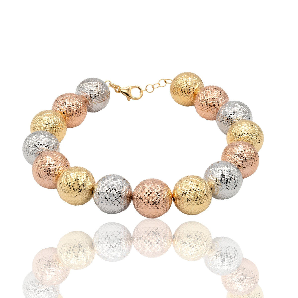 Bracciale Oro Bianco, Oro Giallo, Oro Rosa Oro 18 carati Milleluci Solo Oro Sfera 14 mm