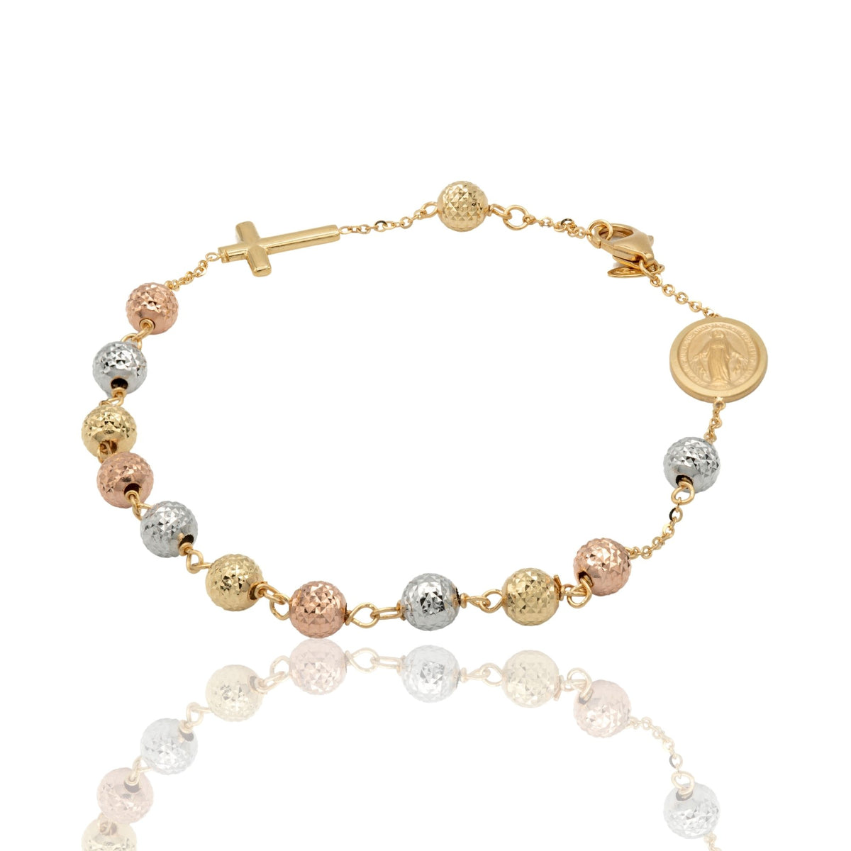 Bracciale Oro Rosa, Oro Bianco, Oro Giallo Oro 18 carati Rosario Sfere Milleluci Solo Oro Sfera 5 mm