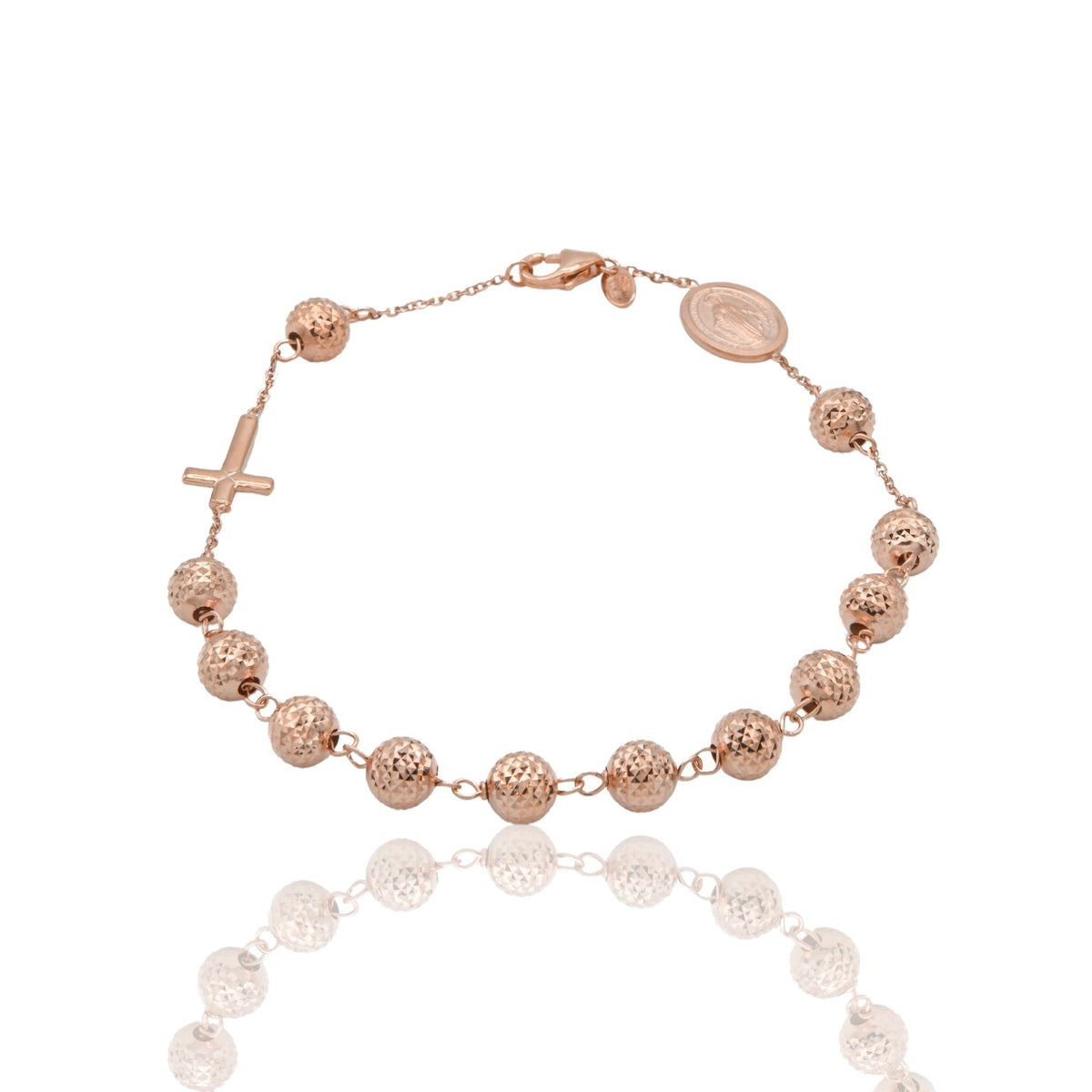 Bracciale Oro Rosa Oro 18 carati Rosario Sfere Milleluci Solo Oro Sfera 6 mm