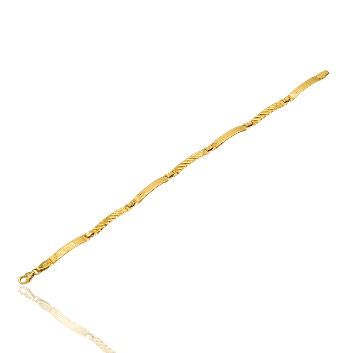 Bracciale Oro Giallo Oro 18 carati Piastre Alternate Solo Oro cm. 19,5